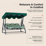 Balansoar de gradina cu 3 locuri Alico, Verde, 160x110x50 cm