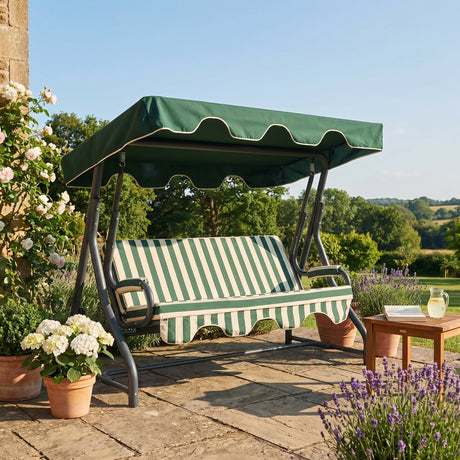 Balansoar de gradina cu 3 locuri Alico, Verde, 160x110x50 cm