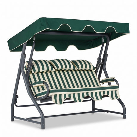 Balansoar de gradina cu 3 locuri Alico, Verde, 160x110x50 cm