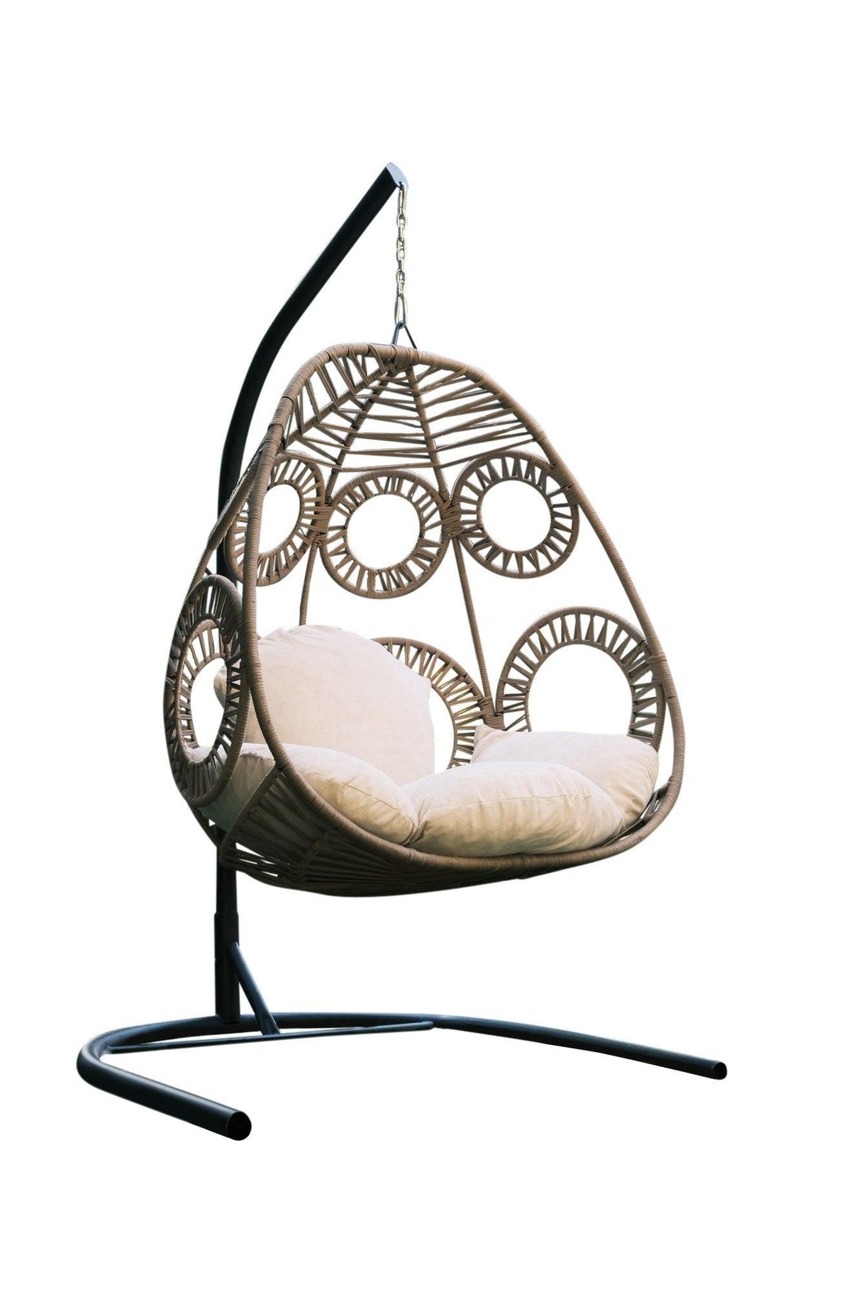 Balansoar de Gradina cu un singur loc Naso, Negru, 110x196x110 cm - Bej crem