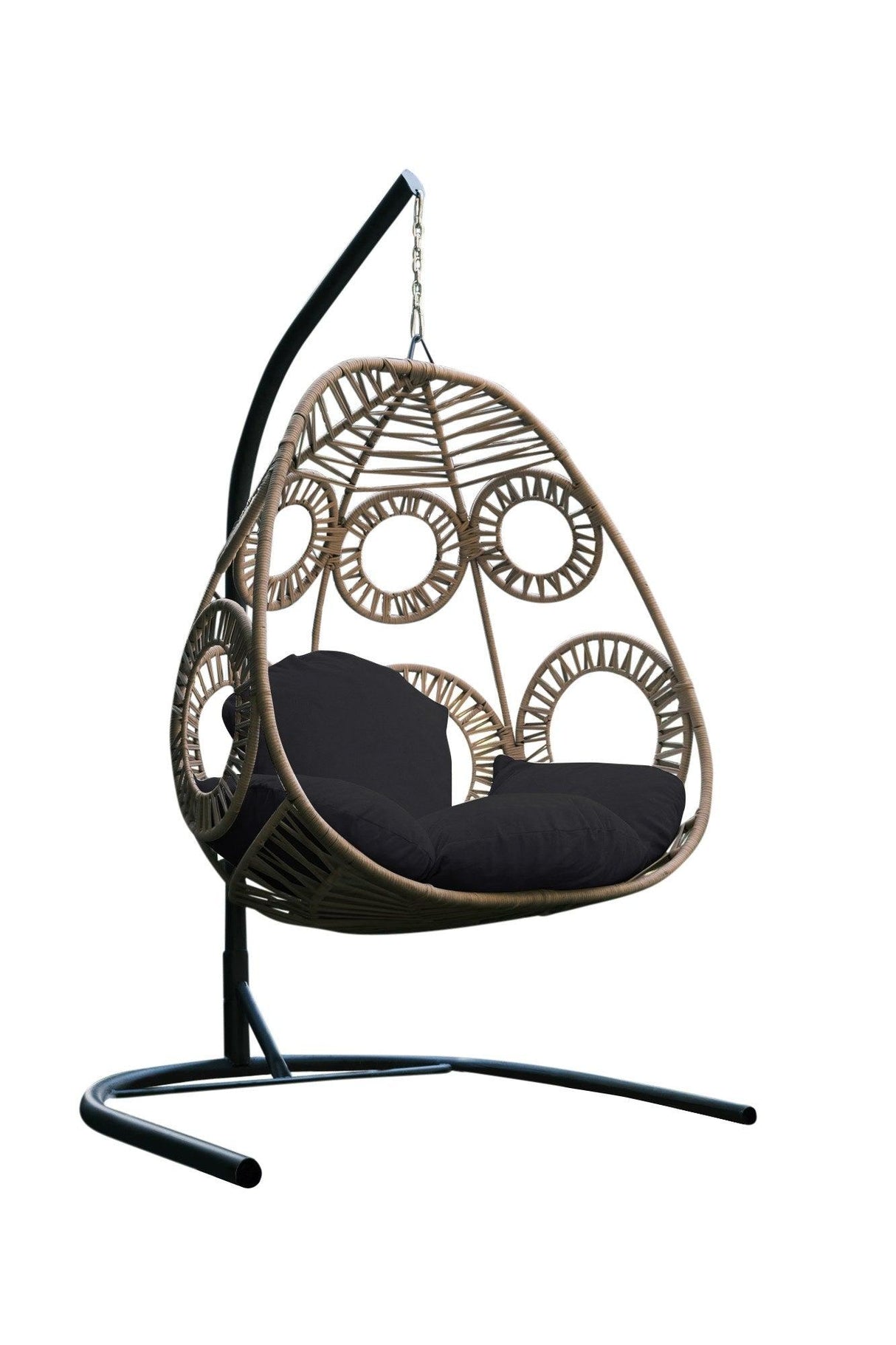 Balansoar de Gradina cu un singur loc Naso, Negru, 110x196x110 cm - Bej negru