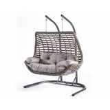Balansoar de gradina Lux Rattan cu 2 locuri Arkadas, Gri, 173x214x120 cm