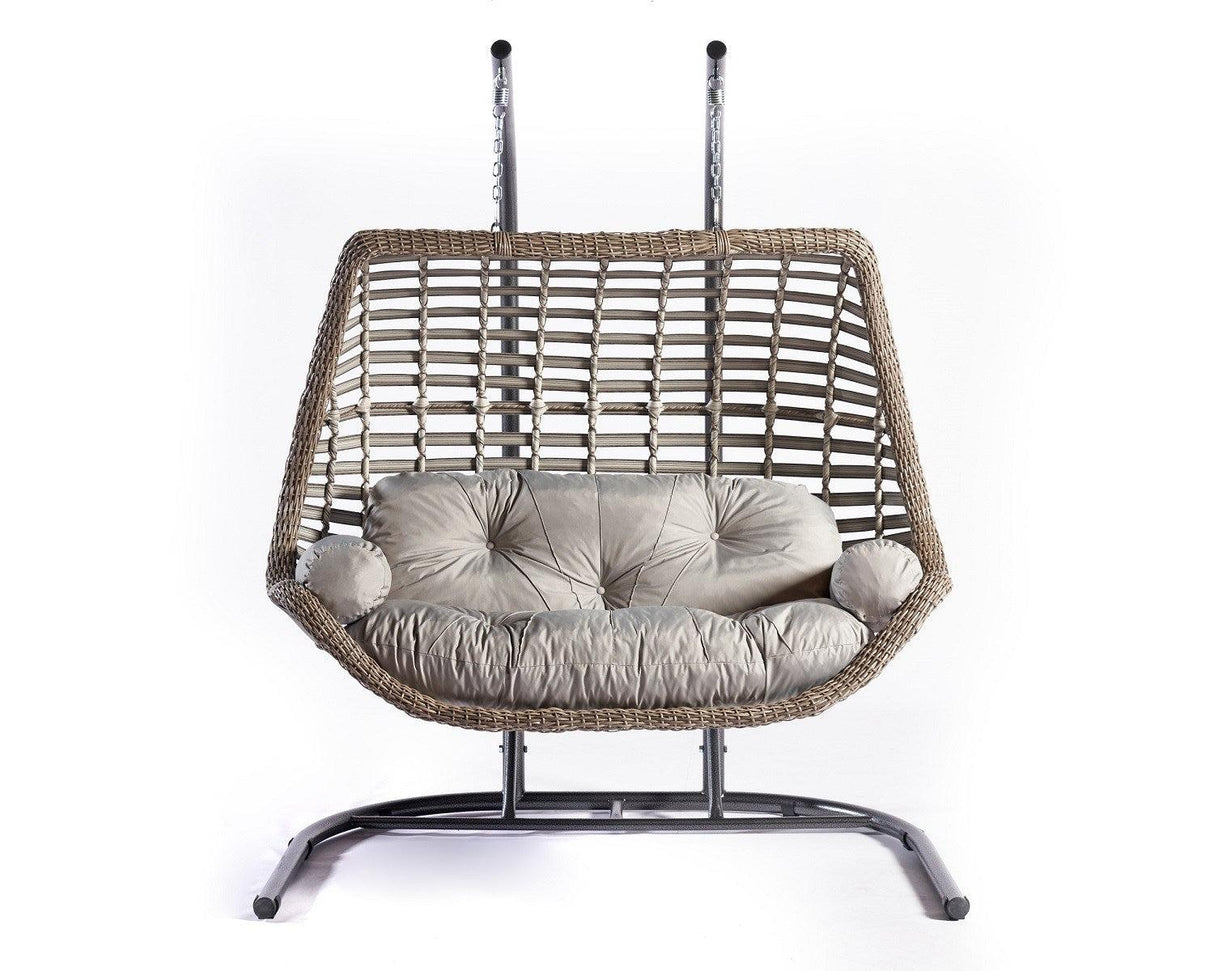 Balansoar de gradina Lux Rattan cu 2 locuri Arkadas, Gri, 173x214x120 cm