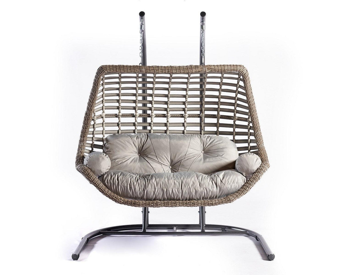 Balansoar de gradina Lux Rattan cu 2 locuri Arkadas, Gri, 173 x 214 x 120 cm