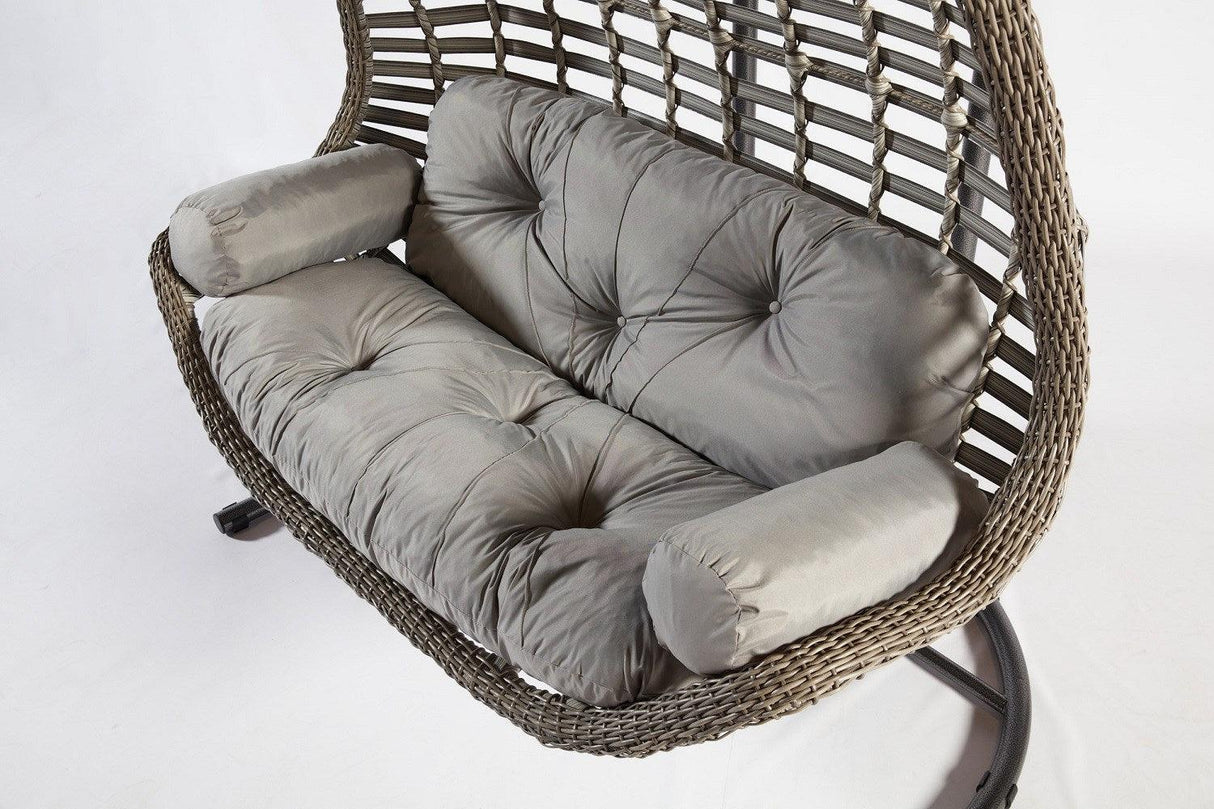 Balansoar de gradina Lux Rattan cu 2 locuri Arkadas, Gri, 173x214x120 cm