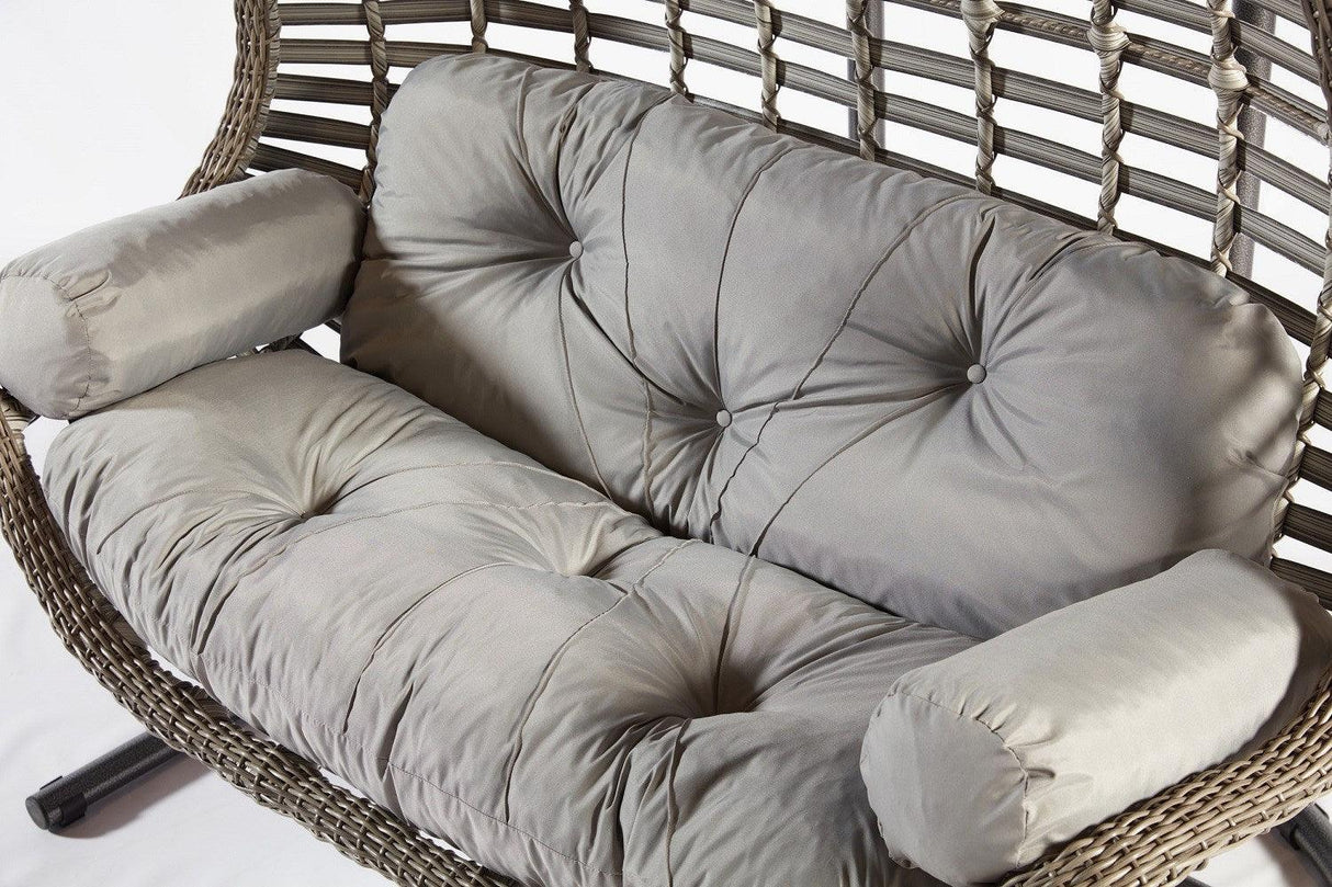 Balansoar de gradina Lux Rattan cu 2 locuri Arkadas, Gri, 173x214x120 cm