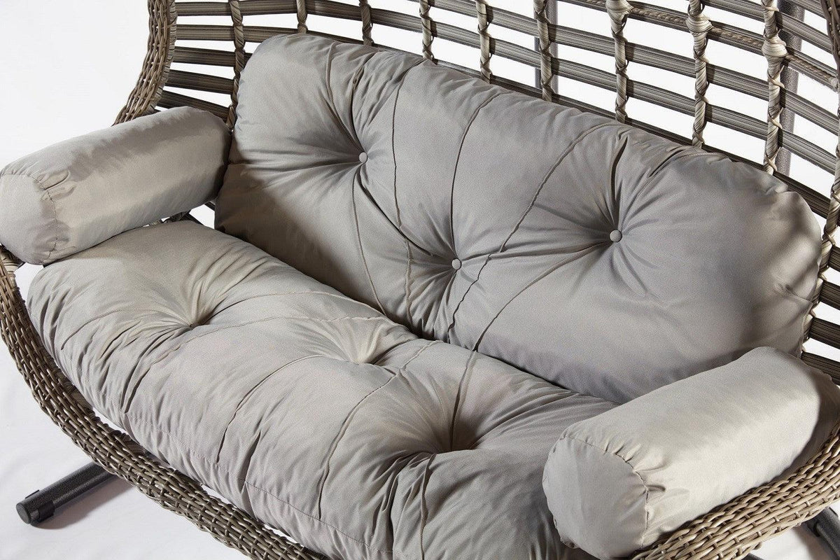 Balansoar de gradina Lux Rattan cu 2 locuri Arkadas, Gri, 173 x 214 x 120 cm
