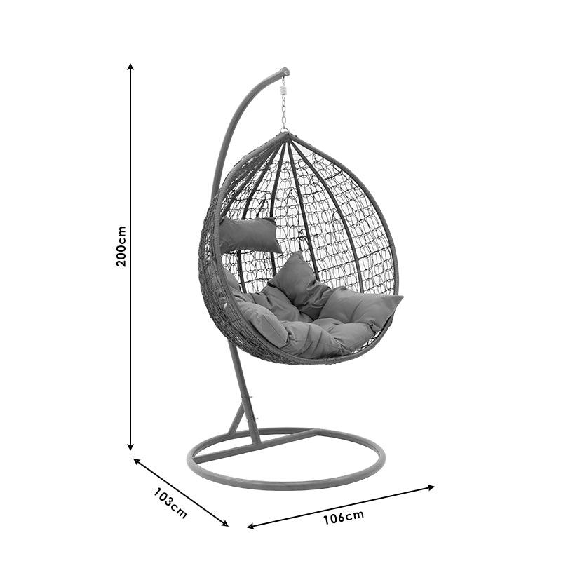 Balansoar Zafer, Metal si PP, 106x103x200 cm - Gri