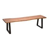 Bancă cu design slim Miles, lemn masiv de acacia cu finisaj, nuc, 160x40x45 cm