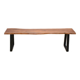 Bancă cu design slim Miles, lemn masiv de acacia cu finisaj, nuc, 160x40x45 cm