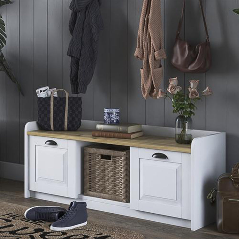 Banca pantofi Arthur I 8 perechi, Alb, 120x40x45 cm