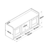 Banca pantofi Arthur I 8 perechi, Alb, 120x40x45 cm