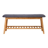Bancă pentru încălțăminte cu 4 perechi Zerma, Bambus-Textil, Natural-Gri, 100x30x44 cm