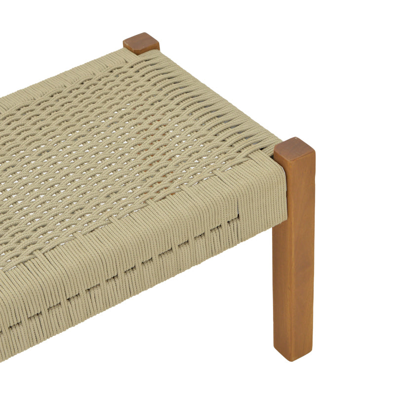 Banca Uma din lemn de tec si sfoara PE, Natural, 150x45x40 cm