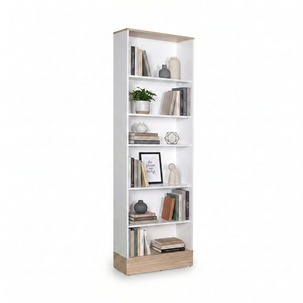 Bibliotecă KTP-860-MB-1 Home Collection® Base cu 6 Rafturi, Alb, 60x197x26 cm