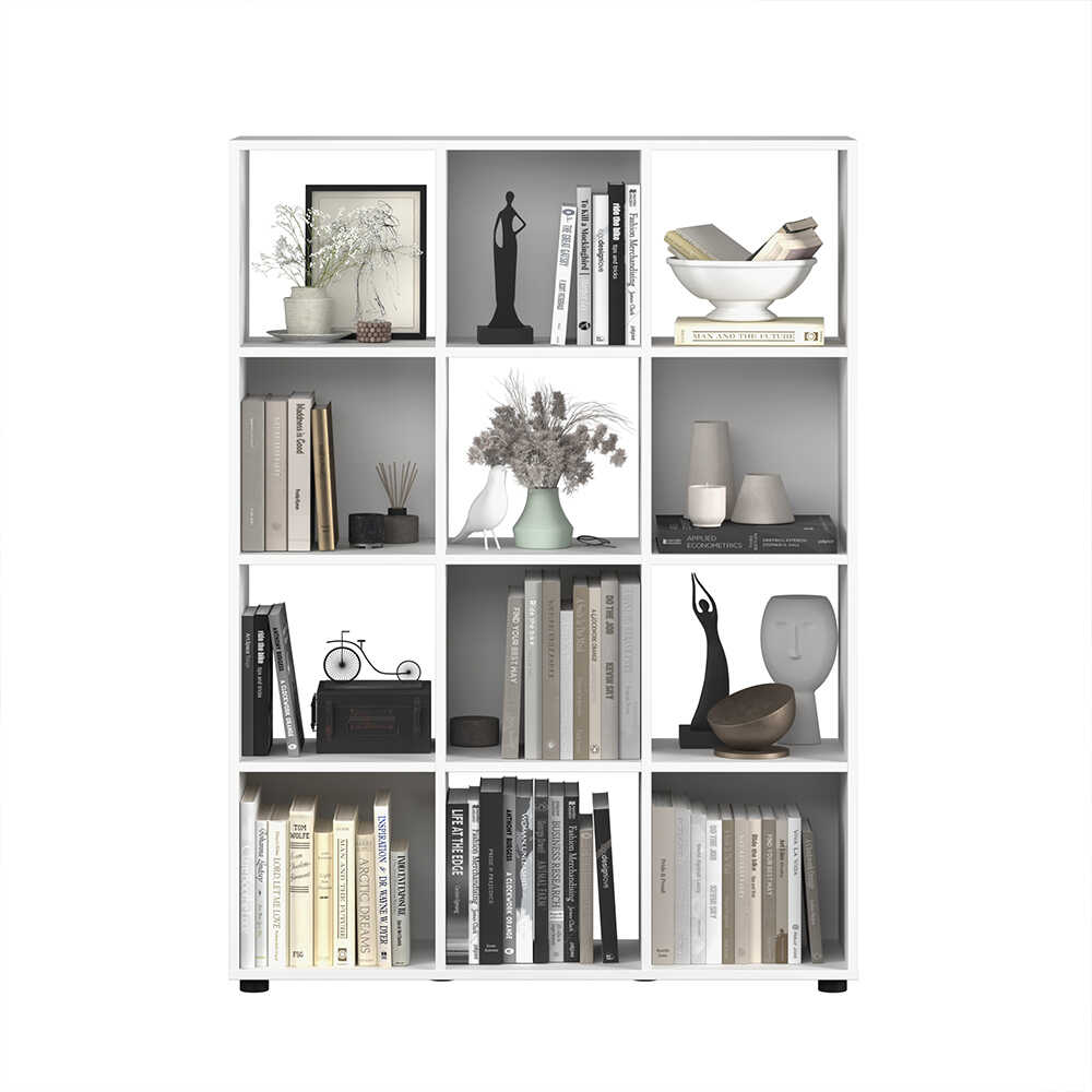 Biblioteca KTP-034-FF-1 Home Collection® Cubic, Alb - Stejar, 104x141x30 cm - Alb | SKU: KTP-034-FF-1, KTP-034-BB-1