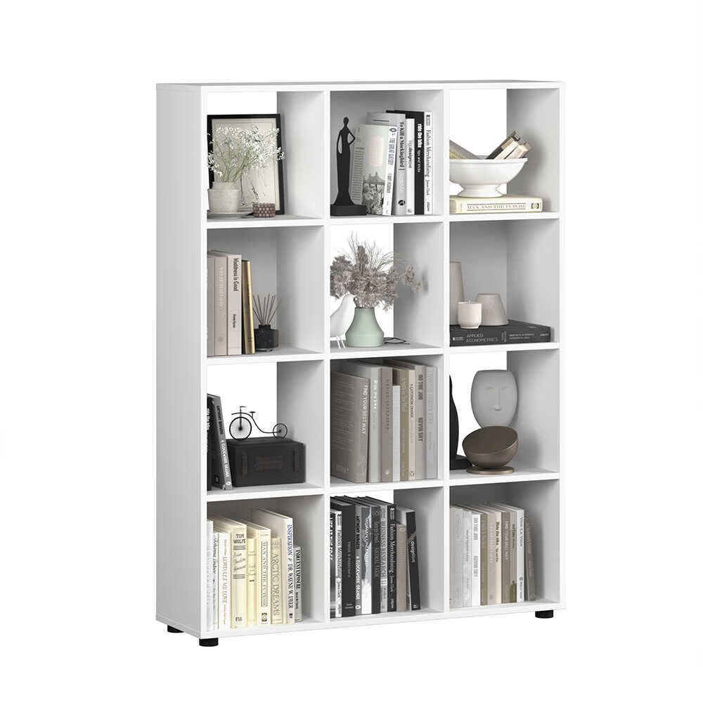Biblioteca KTP-034-FF-1 Home Collection® Cubic, Alb - Stejar, 104x141x30 cm - Alb | SKU: KTP-034-FF-1, KTP-034-BB-1