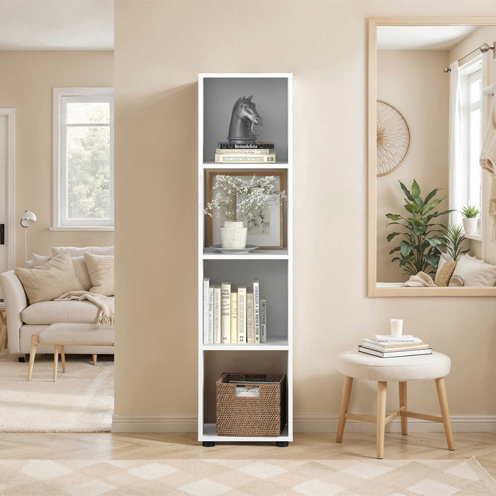 Biblioteca KTP-014-FF-1 Home Collection® Cubic, Alb - Stejar, 36x141x30 cm - Alb | SKU: KTP-014-FF-1, KTP-014-BB-1