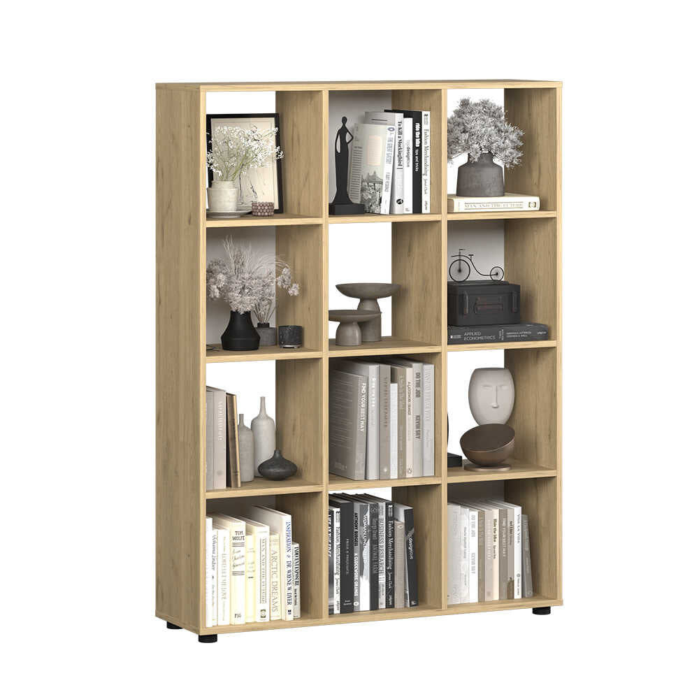 Biblioteca KTP-034-FF-1 Home Collection® Cubic, Alb - Stejar, 104x141x30 cm - Stejar | SKU: KTP-034-FF-1