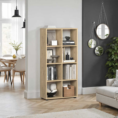 Biblioteca KTP-024-FF-1 Home Collection® Cubic, Alb - Stejar, 70x141x30 cm