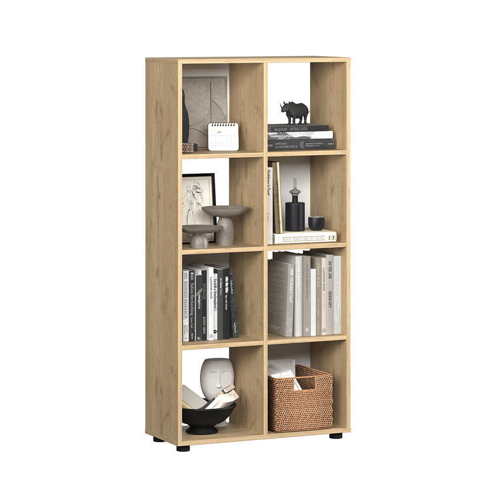 Biblioteca KTP-024-FF-1 Home Collection® Cubic, Alb - Stejar, 70x141x30 cm - Stejar | SKU: KTP-024-FF-1