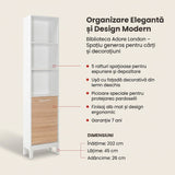 Biblioteca KTP-1410-MB-1 Home Collection® London, 5 rafturi si usa, Alb, 45x202x26 cm