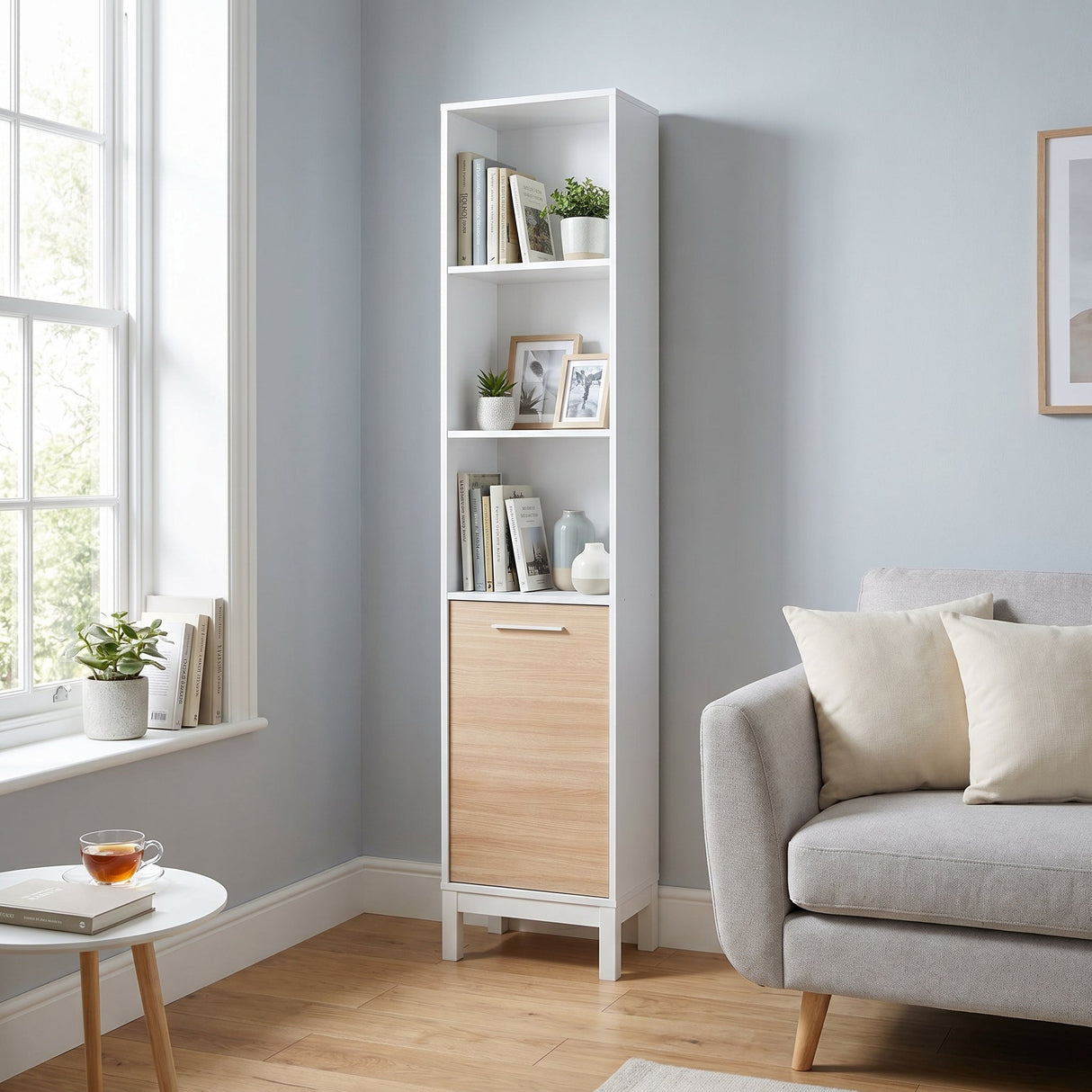 Biblioteca KTP-1410-MB-1 Home Collection® London, 5 rafturi si usa, Alb, 45x202x26 cm