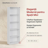 Biblioteca KTP-350-BB-1 Home Collection® Modern, 5 rafturi, 64x182x26 cm - Alb | SKU: KTP-350-BB-1, KTP-350-OO-1, KTP-350-AX-1, KTP-350-KK-1, KTP-350-FF-1, KTP-350-SS-1