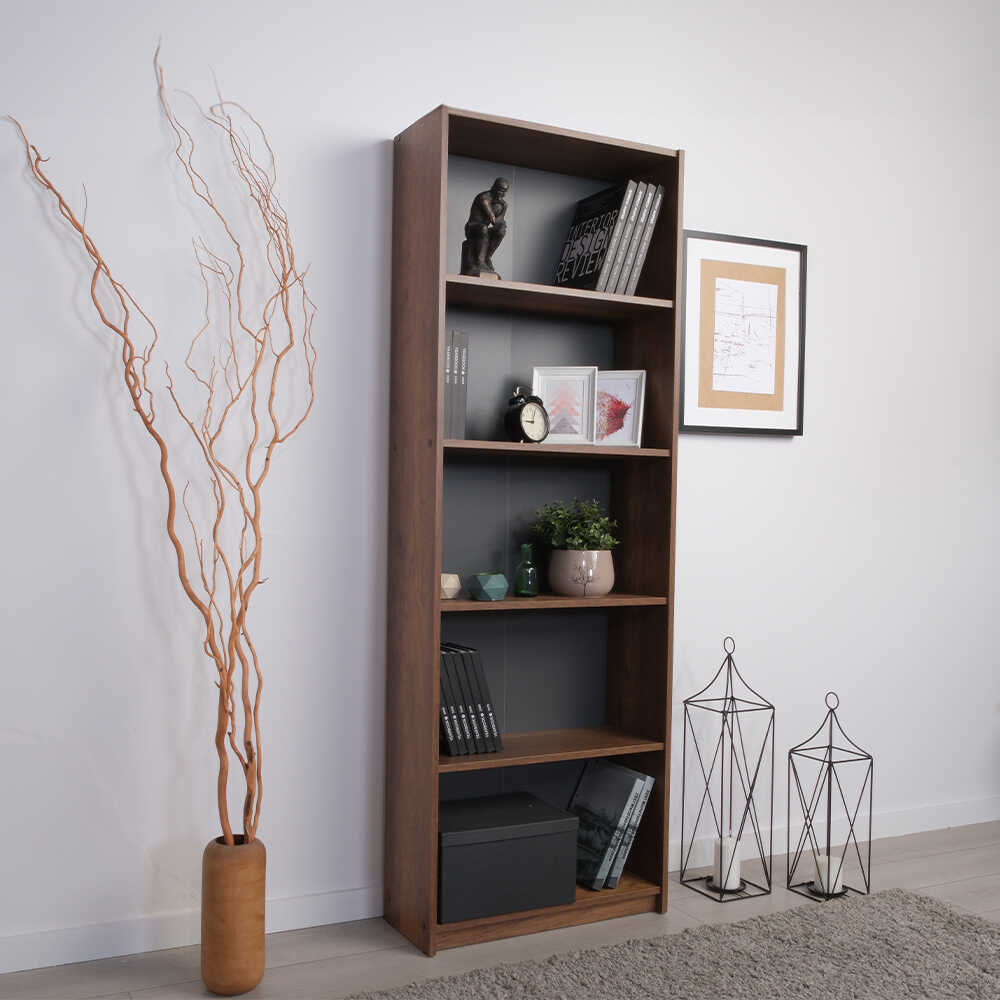 Biblioteca KTP-350-BB-1 Home Collection® Modern, 5 rafturi, 64x182x26 cm - Nuc | SKU: KTP-350-BB-1, KTP-350-OO-1, KTP-350-AX-1, KTP-350-KK-1, KTP-350-FF-1, KTP-350-SS-1