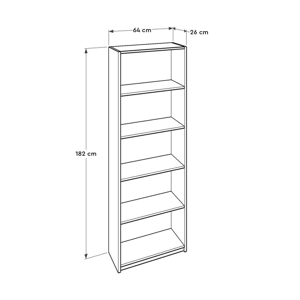 Biblioteca KTP-350-BB-1 Home Collection® Modern, 5 rafturi, 64x182x26 cm - Sonoma | SKU: KTP-350-SS-1