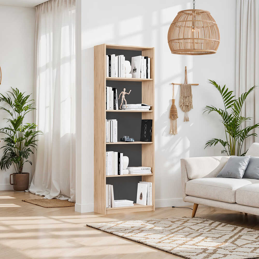 Biblioteca KTP-350-BB-1 Home Collection® Modern, 5 rafturi, 64x182x26 cm - Stejar | SKU: KTP-350-FF-1
