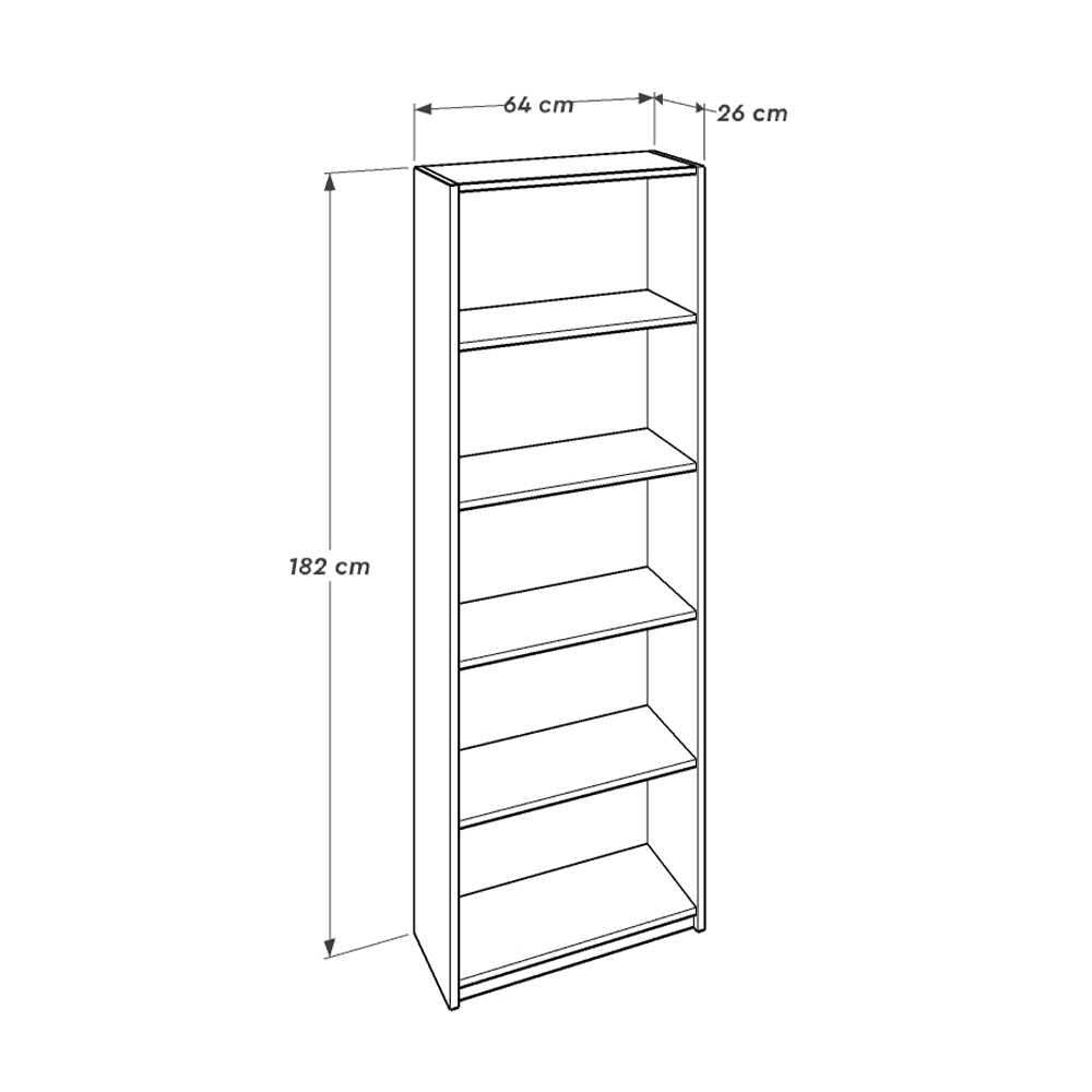 Biblioteca KTP-350-BB-1 Home Collection® Modern, 5 rafturi, 64x182x26 cm - Stejar | SKU: KTP-350-FF-1