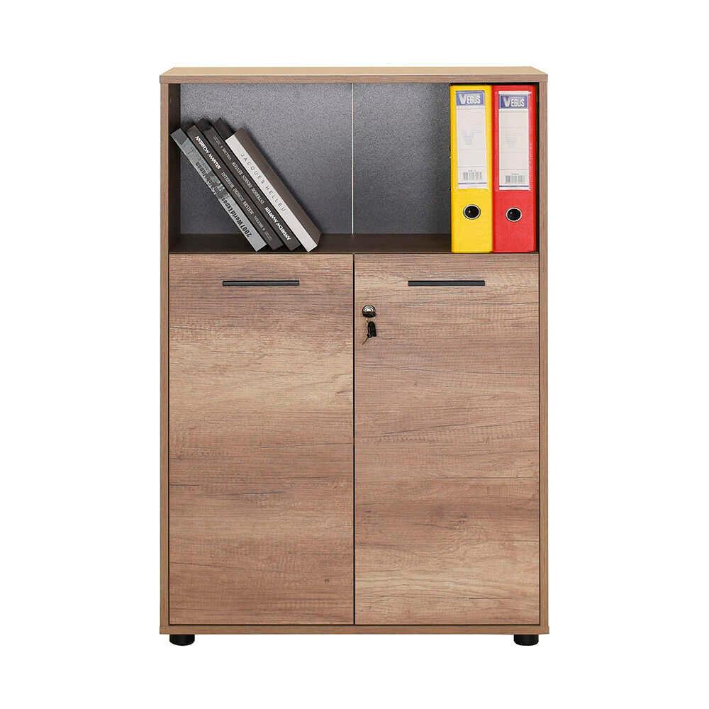 Biblioteca NKT-532-TT-1 Home Collection® New York, 2 usi cu cheie, 3 rafturi, Natur - Sonoma, 72x110x34 cm - Natur | SKU: NKT-532-TT-1