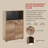 Biblioteca NKT-532-TT-1 Home Collection® New York, 2 usi cu cheie, 3 rafturi, Natur - Sonoma, 72x110x34 cm - Natur | SKU: NKT-532-TT-1