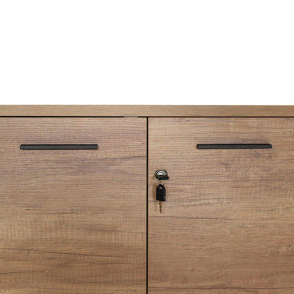 Biblioteca NKT-522-TT-1 Home Collection® New York, 2 usi cu cheie, 3 rafturi, Natur - Sonoma, 76x75x34 cm - Natur | SKU: NKT-522-TT-1