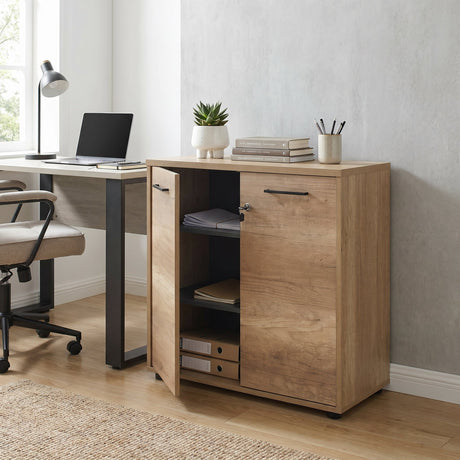 Biblioteca NKT-522-TT-1 Home Collection® New York, 2 usi cu cheie, 3 rafturi, Natur - Sonoma, 76x75x34 cm