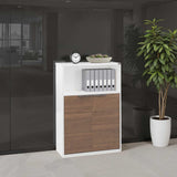 Biblioteca NKT-23-NB-1 Home Collection® New York cu 2 usi si incuietoare, Alb - Nuc, 76x111x34 cm
