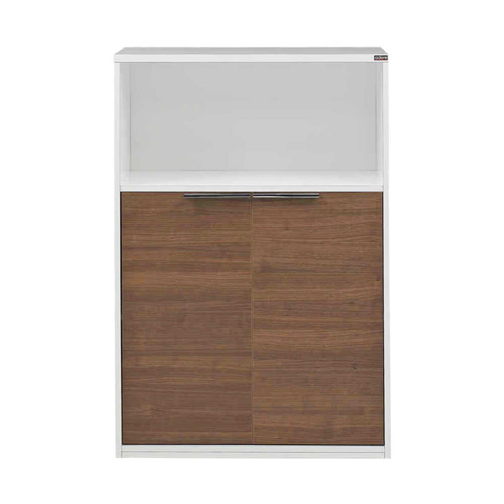 Biblioteca NKT-23-NB-1 Home Collection® New York cu 2 usi si incuietoare, Alb - Nuc, 76x111x34 cm