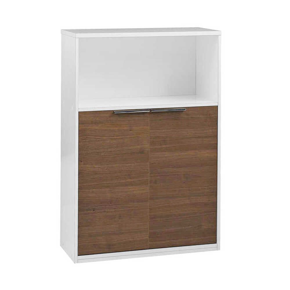 Biblioteca NKT-23-NB-1 Home Collection® New York cu 2 usi si incuietoare, Alb - Nuc, 76x111x34 cm