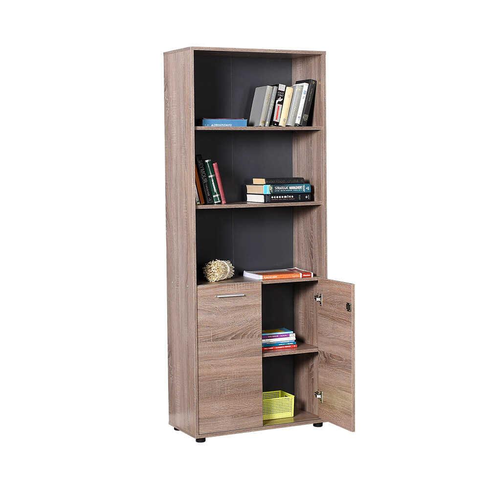 Biblioteca NKT-552-TT-1 Home Collection® New York Office, 2 usi cu cheie, 3 rafturi fix, Natur, 72x187x34 cm