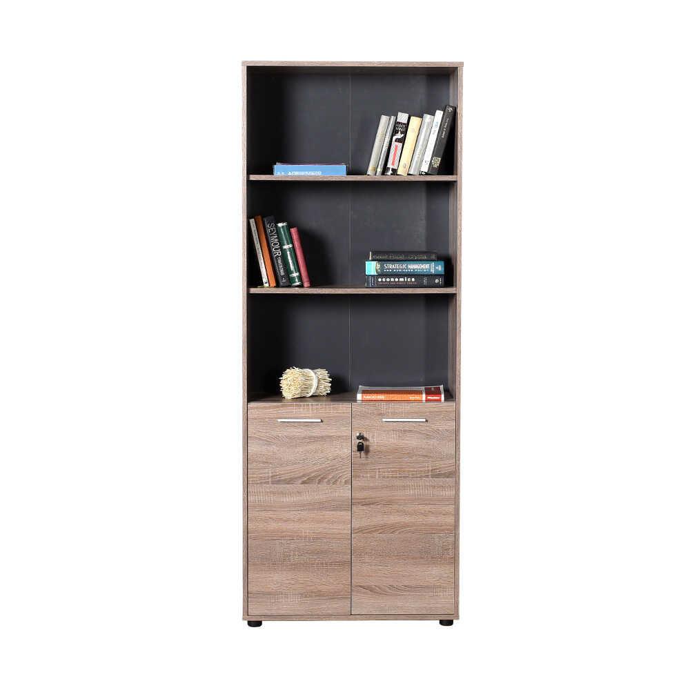 Biblioteca NKT-552-TT-1 Home Collection® New York Office, 2 usi cu cheie, 3 rafturi fix, Natur, 72x187x34 cm