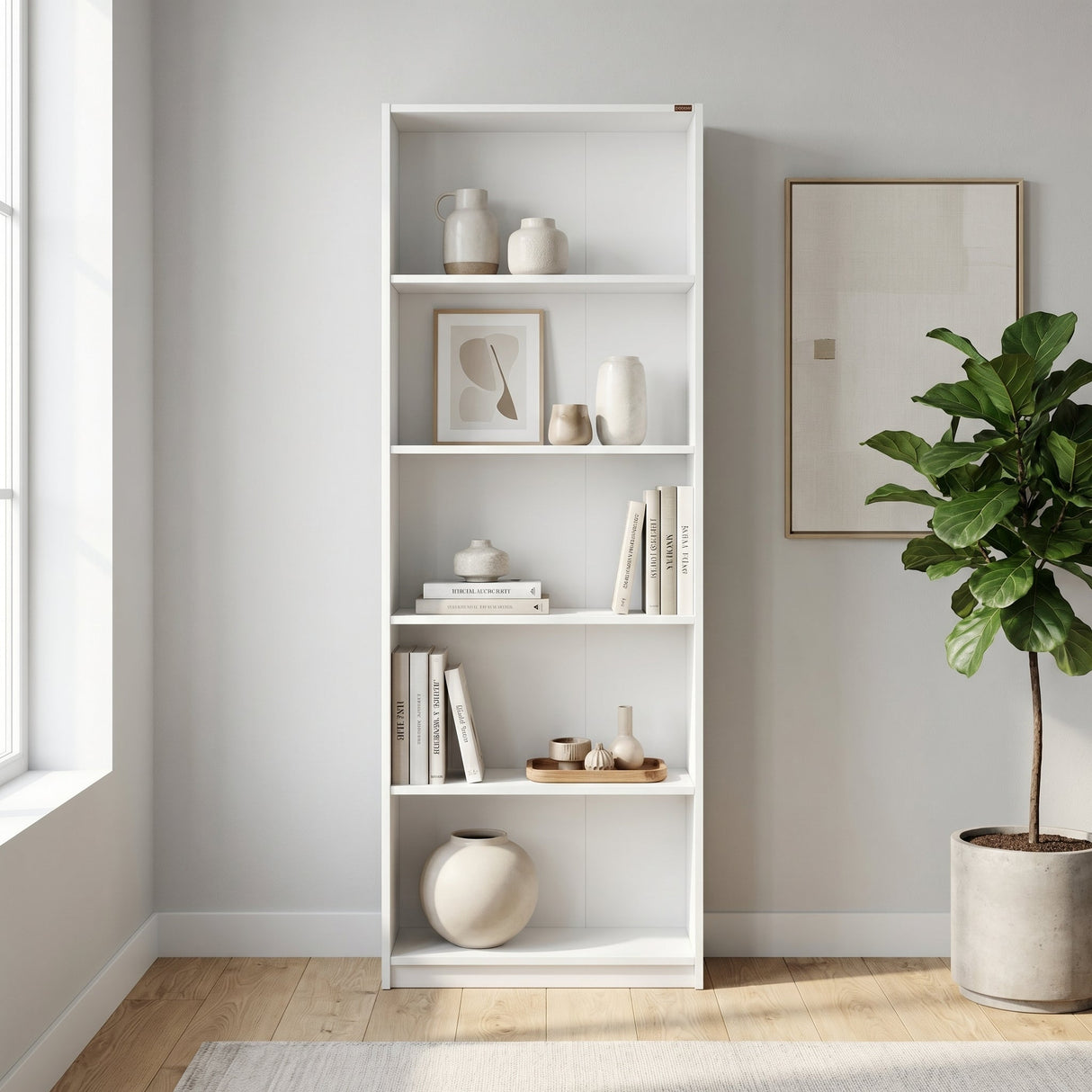 Biblioteca KTP-150-BB-1 Home Collection® Nurdan, 5 rafturi, 58x170x23 cm - Alb | SKU: KTP-150-BB-1