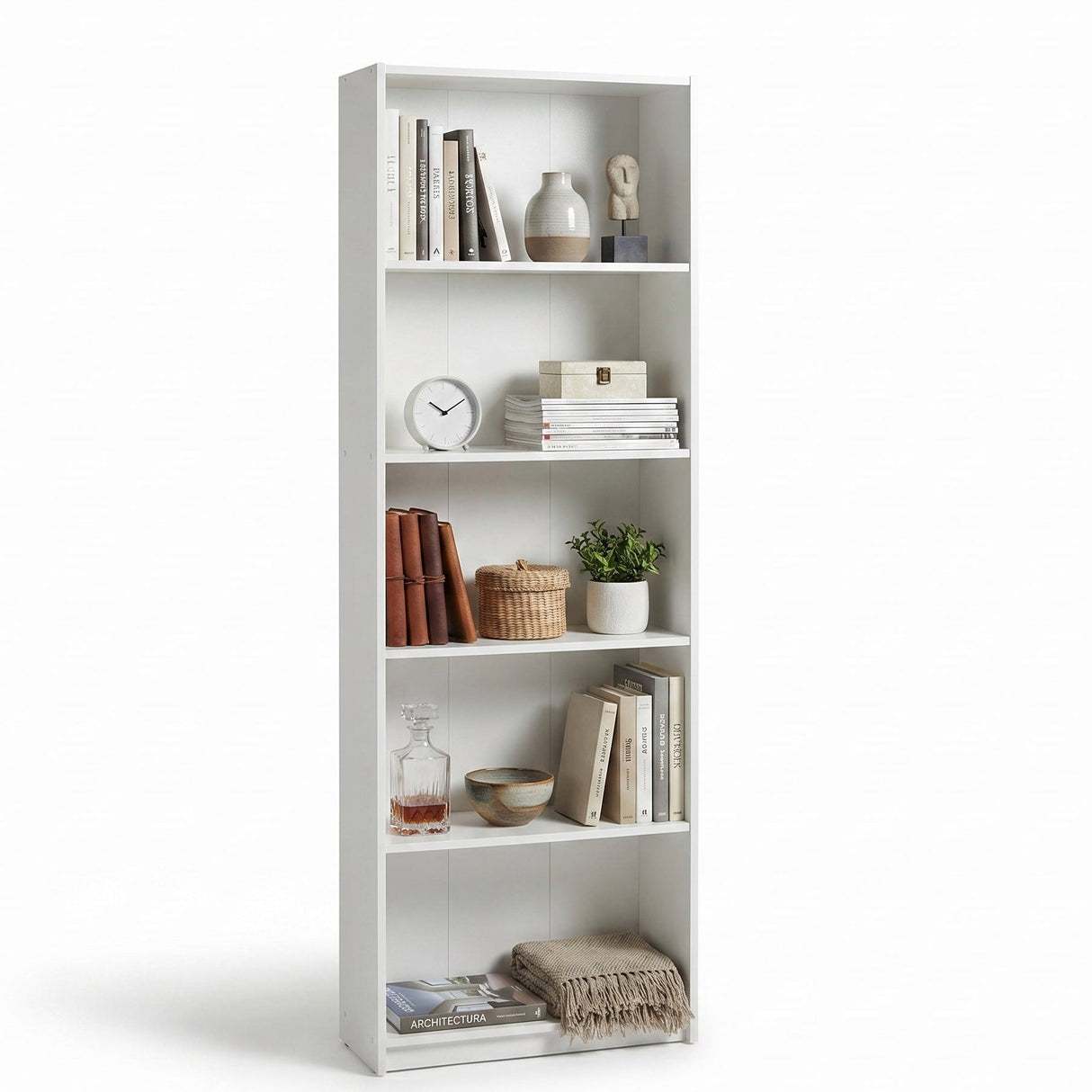 Biblioteca KTP-150-BB-1 Home Collection® Nurdan, 5 rafturi, 58x170x23 cm - Alb | SKU: KTP-150-BB-1, KTP-150-FF-1, KTP-150-AA-1