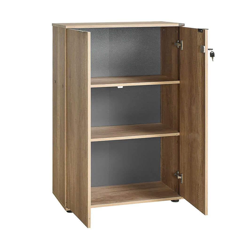 Bibliotecă RKT-332-DD-1 Home Collection® Rio cu 2 Uși, Cheie și 3 Rafturi, 72x109x34 cm - Natur | SKU: RKT-332-TT-1