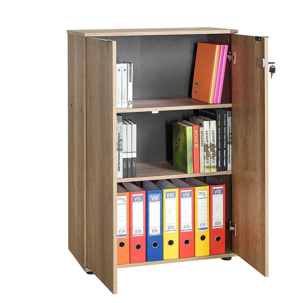 Bibliotecă RKT-332-DD-1 Home Collection® Rio cu 2 Uși, Cheie și 3 Rafturi, 72x109x34 cm - Natur | SKU: RKT-332-TT-1
