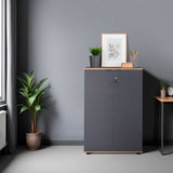 Bibliotecă RKT-332-DD-1 Home Collection® Rio cu 2 Uși, Cheie și 3 Rafturi, 72x109x34 cm - Antracit | SKU: RKT-332-AX-1