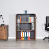 Bibliotecă RKT-332-DD-1 Home Collection® Rio cu 2 Uși, Cheie și 3 Rafturi, 72x109x34 cm - Maro | SKU: RKT-332-OO-1