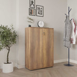 Bibliotecă RKT-332-DD-1 Home Collection® Rio cu 2 Uși, Cheie și 3 Rafturi, 72x109x34 cm - Maro | SKU: RKT-332-OO-1