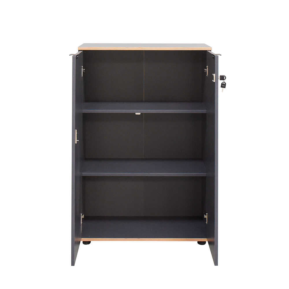 Bibliotecă RKT-332-DD-1 Home Collection® Rio cu 2 Uși, Cheie și 3 Rafturi, 72x109x34 cm - Antracit | SKU: RKT-332-AX-1