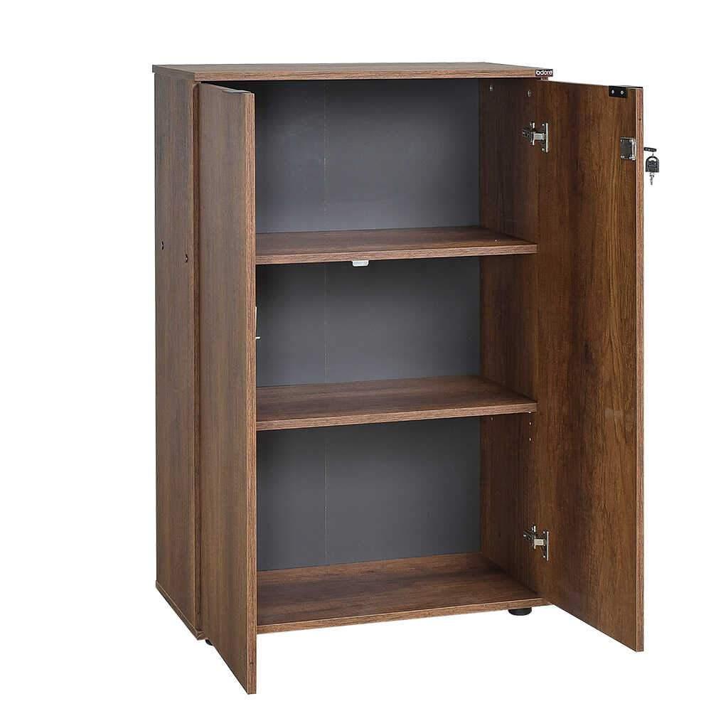 Bibliotecă RKT-332-DD-1 Home Collection® Rio cu 2 Uși, Cheie și 3 Rafturi, 72x109x34 cm - Maro | SKU: RKT-332-OO-1